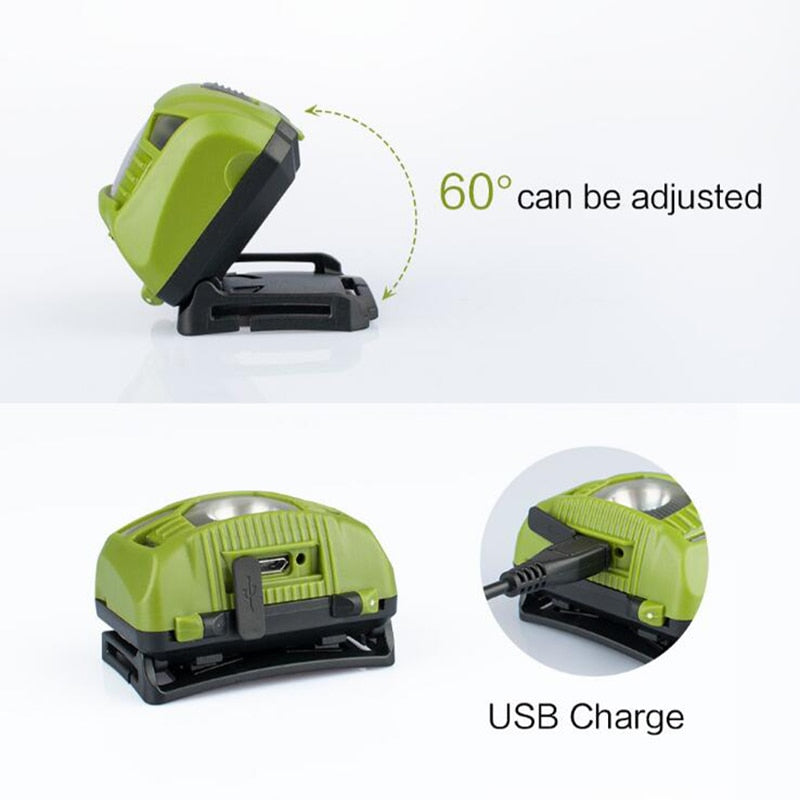 CREE 5W LED Body Motion Sensor Headlamp Mini Headlight Rechargeable Outdoor Camping Flashlight Head Torch Lamp With USB Charging