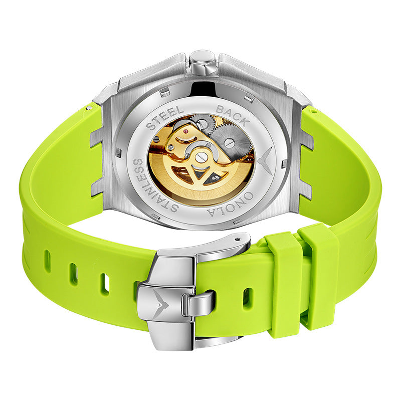 Fully automatic mechanical watch for men fashionable multi-color waterproof watch