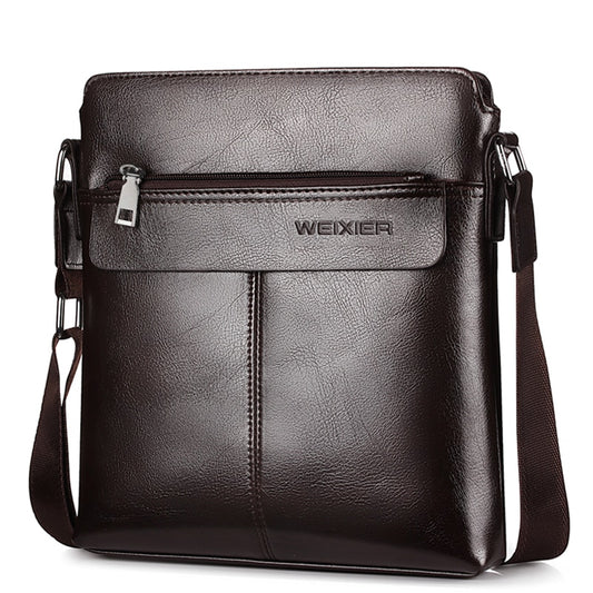 WEIXIER brand men's messenger bag zipper leather bag Ipad shoulder bag