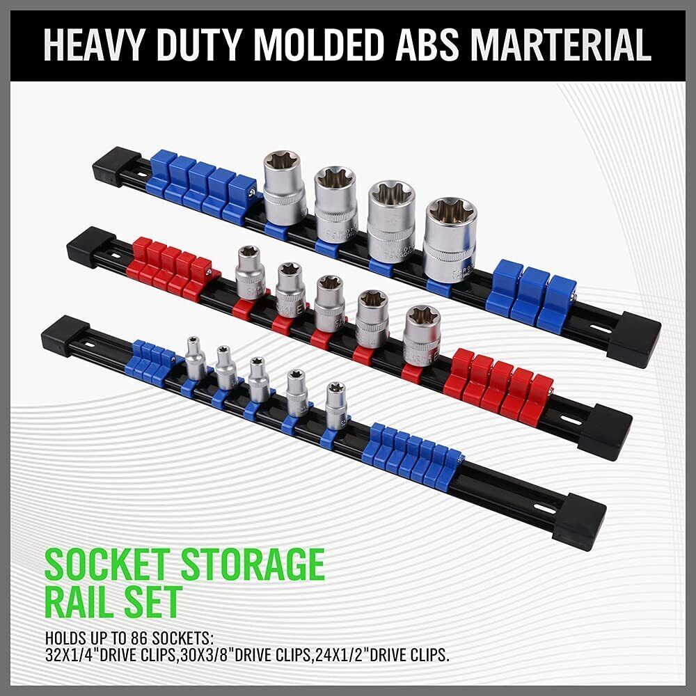 6PCS Socket Rail Storage Holder Organizer Tray Set 1  2  3  8  1  4   Wall Mount ABS