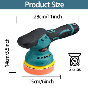 2 Batteries Cordless Car Polisher Buffer Sander Machine Polishing Pads Kit