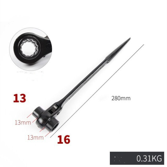 Point tail hexagon socket wrench ratchet wrench