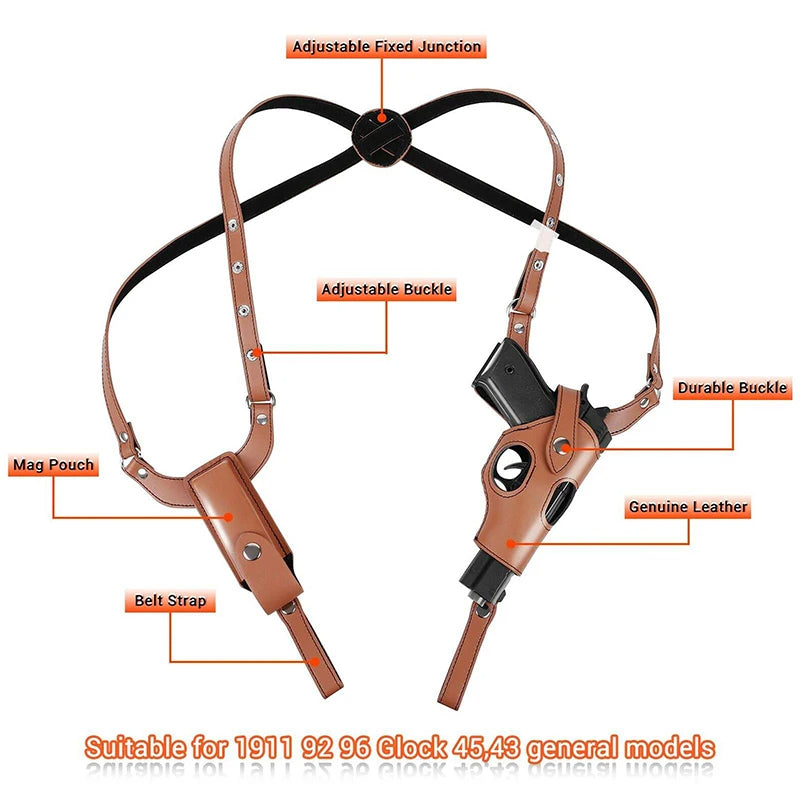 Tactical Concealed Gun Holster Military Leather Underarm Gun Shoulder Bag Hunting Hidden Holster