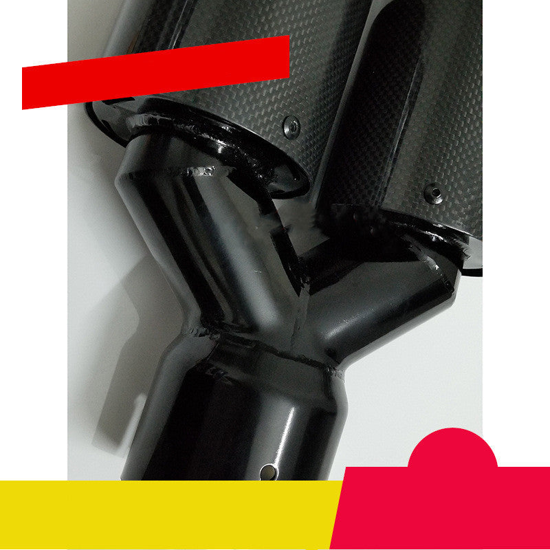 Car Modified Muffler Double Out Bright Black Exhaust Pipe Tail Throat