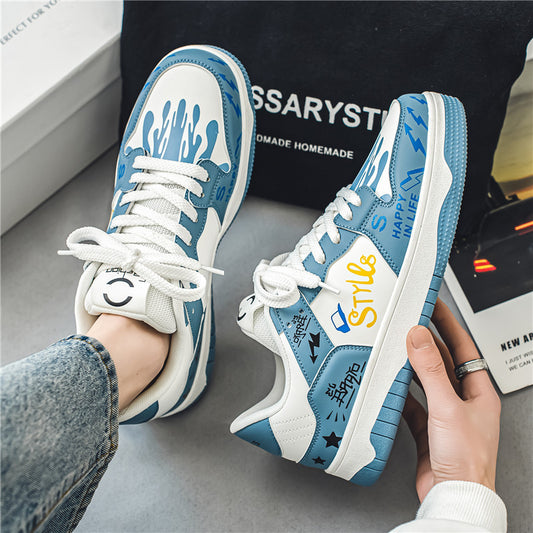 Low cut lace up men's shoes fashionable color outdoor niche casual shoes