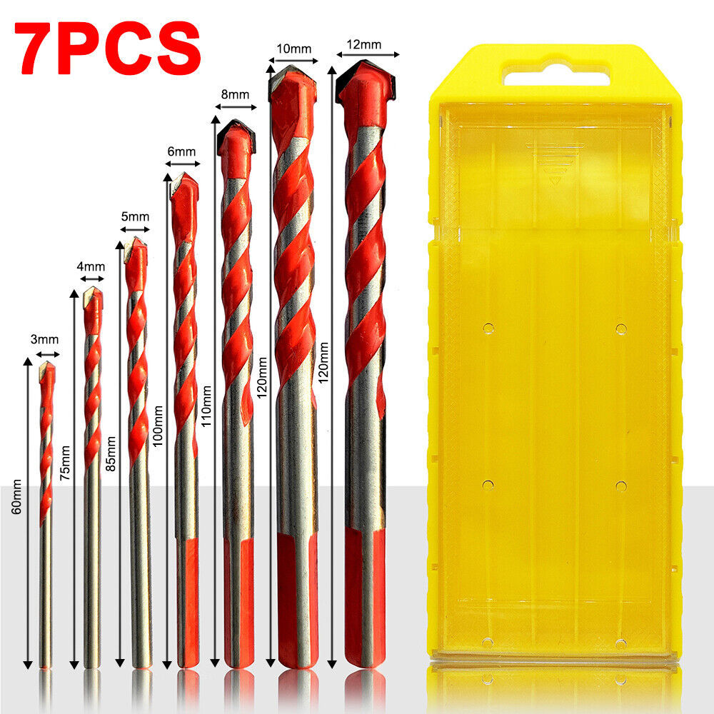 7x Masonry Drill Bit Set Extra Tough Carbide Drill Bits For Stone Concrete Brick