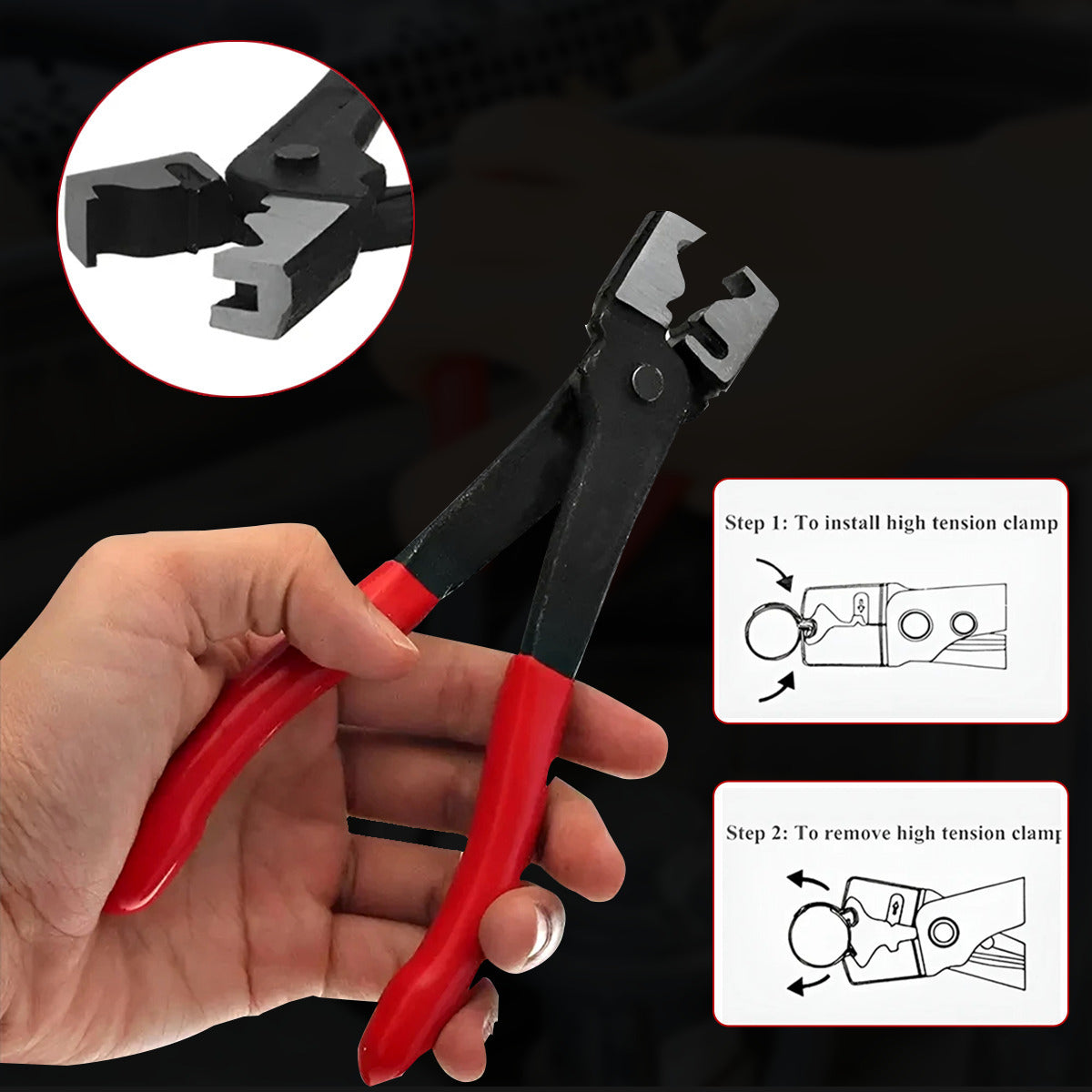 9Pc Hose Clamp Clip Pliers Kit Swivel Jaw Flat Angled Band Tool High Quality