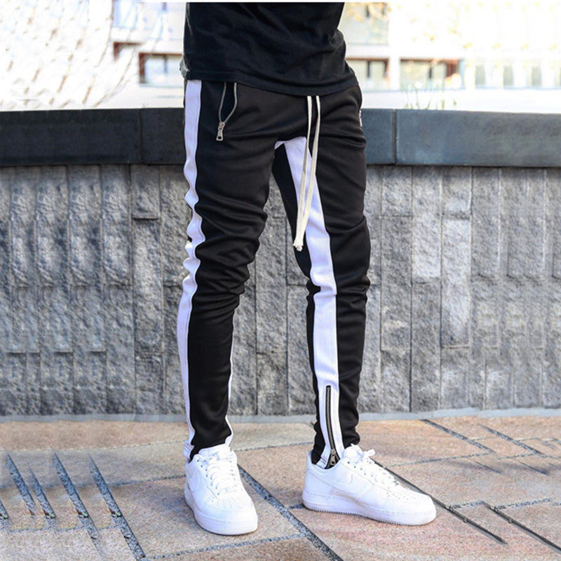 Men's Gym Slim Tapered Sweatpants Workout Jogging Pants Fitness Zipper Pockets
