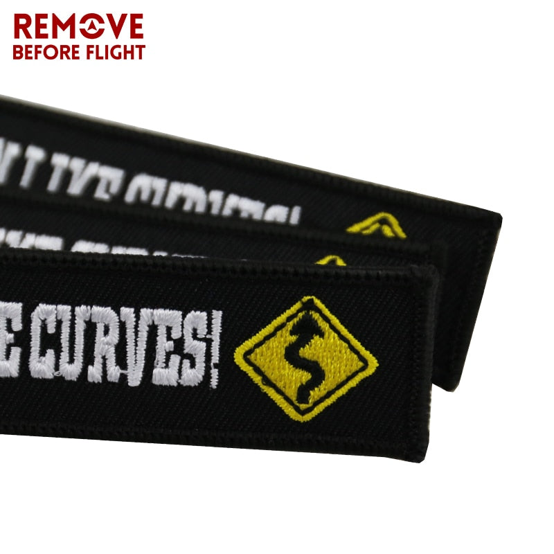 Fashion Motorcycle Cars Keychain Embroidery Real Men Like Curves Keyring Key Fobs
