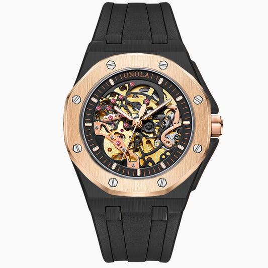 Fully automatic mechanical watch for men fashionable multi-color waterproof watch