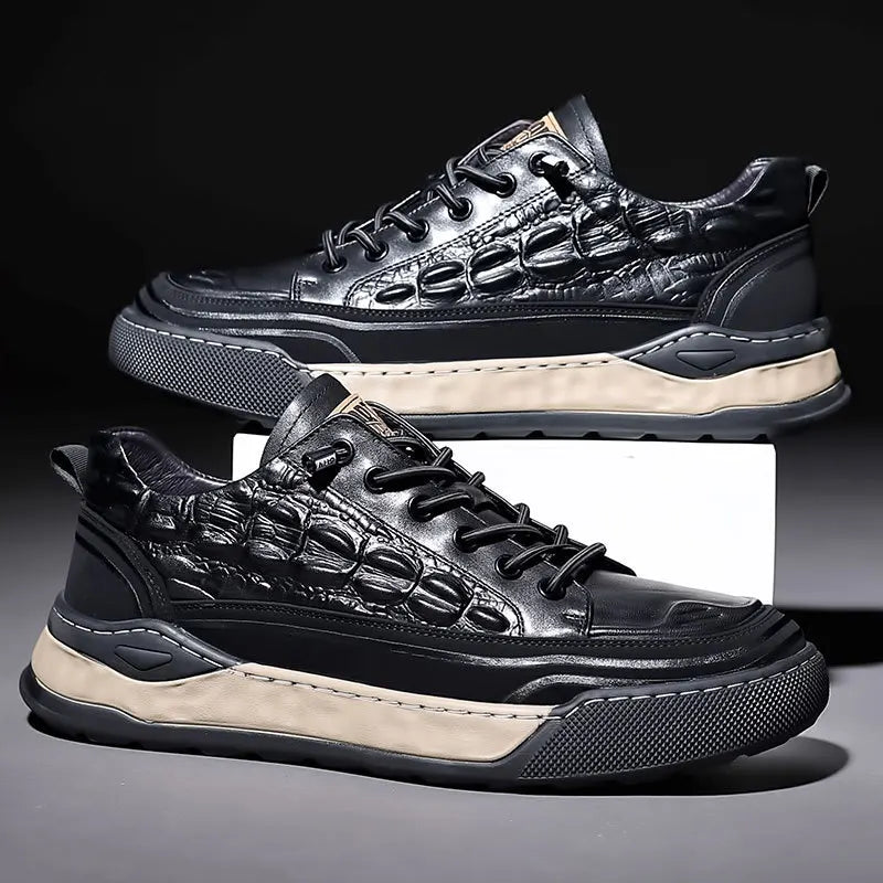 New Mens Shoes Lace Up Real Leather Sports Sneakers Fashion Genuine Leather Shoe Men Leisure Shoes Man Casual Sport Shoes A002