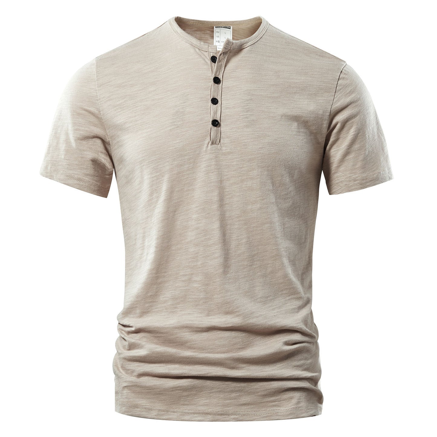 Men's Slub Cotton Casual Solid Color Short Sleeve