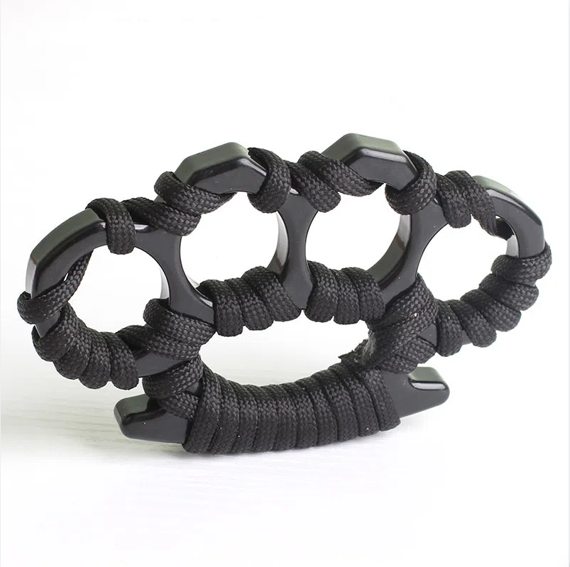 Thickened iron four finger keychain, self-defense finger, tiger finger ring, palm grip, multi-functional car window breaking ham