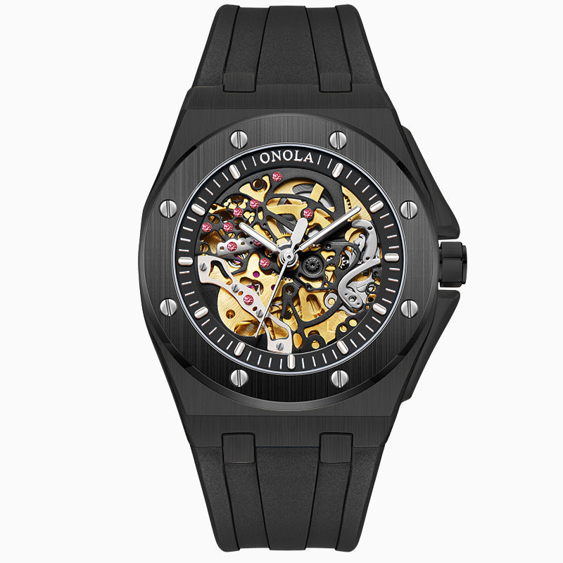 Fully automatic mechanical watch for men fashionable multi-color waterproof watch