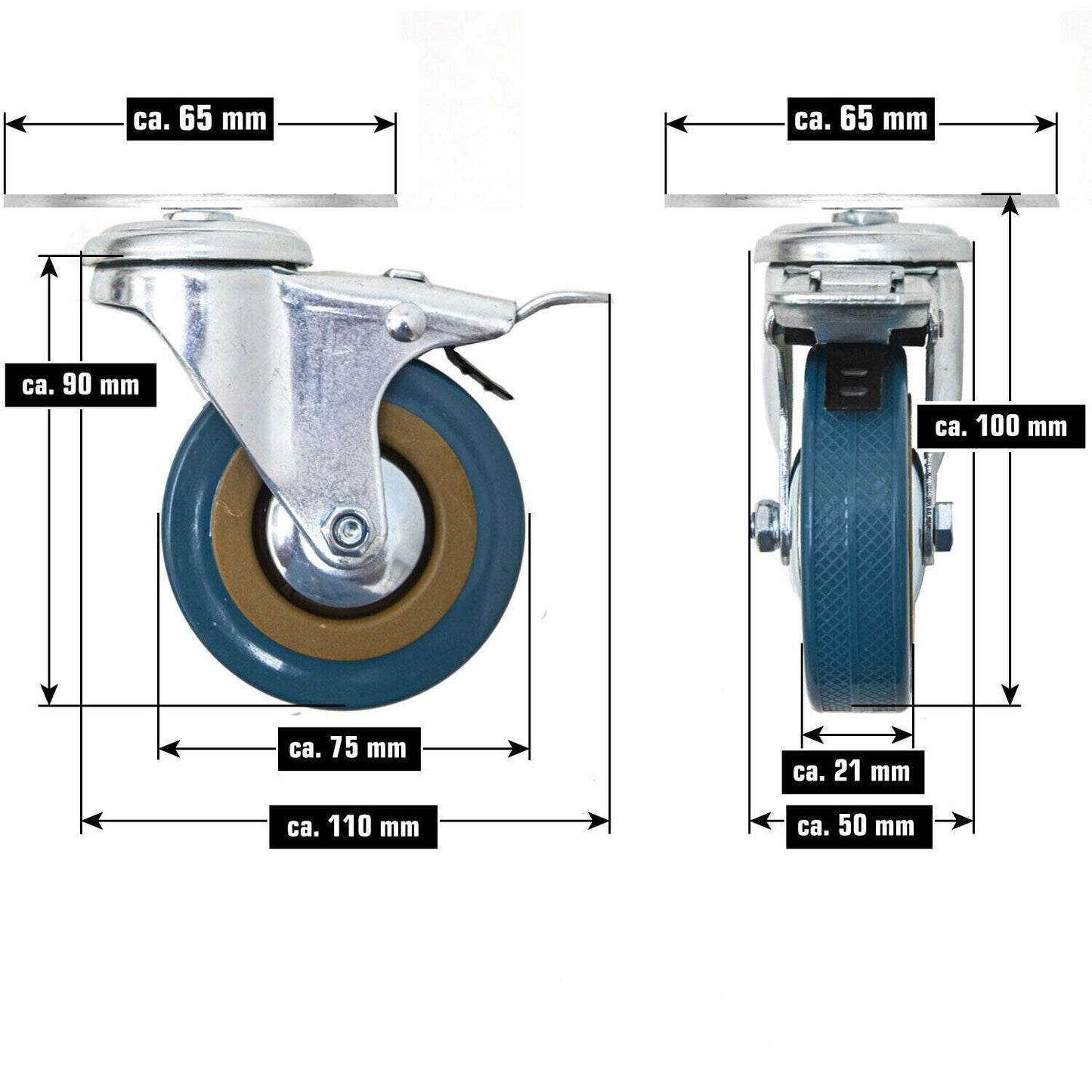 Transportrollen Set Of Wheels Suitable for Tool Box