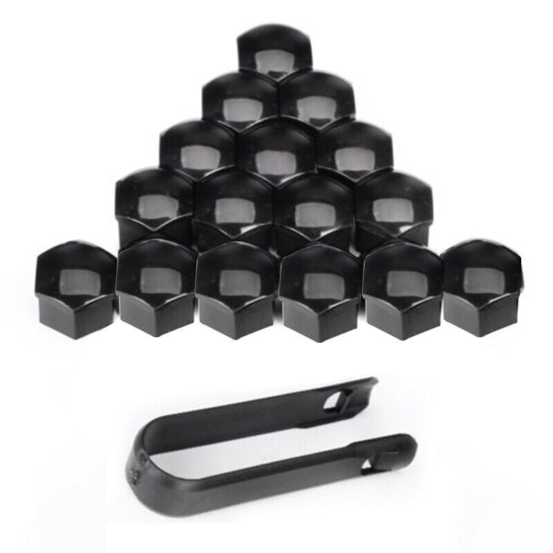 20x 17mm Black Plastic Wheel Nut Bolt Covers Caps Universal For Any Car Locking