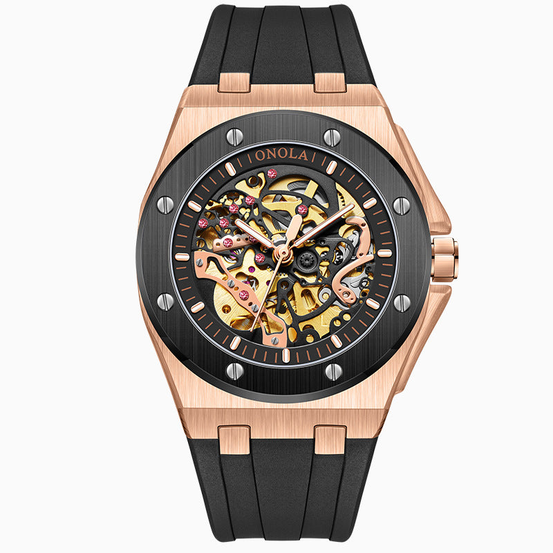Fully automatic mechanical watch for men fashionable multi-color waterproof watch