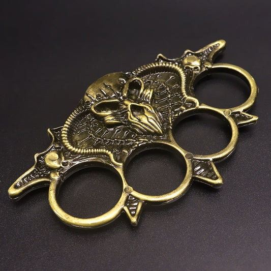 Martial Arts Fighter Skeleton Iron Four Finger Tiger Copper Ring Life Saving Ring
