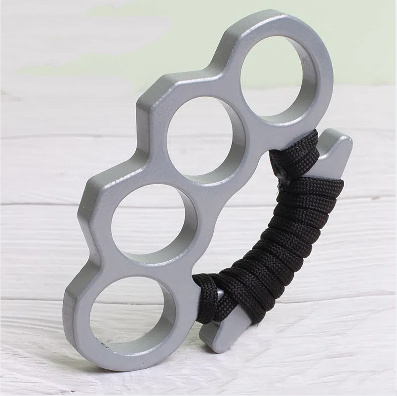 Thickened iron four finger keychain, self-defense finger, tiger finger ring, palm grip, multi-functional car window breaking ham