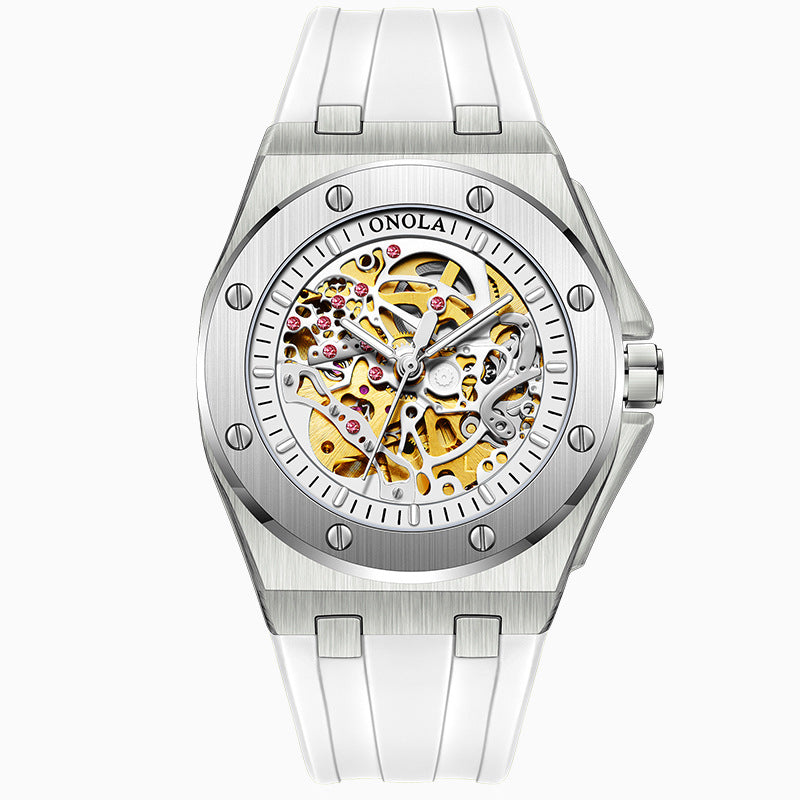 Fully automatic mechanical watch for men fashionable multi-color waterproof watch