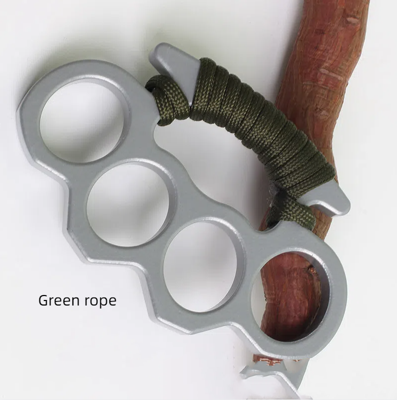 Thickened iron four finger keychain, self-defense finger, tiger finger ring, palm grip, multi-functional car window breaking ham