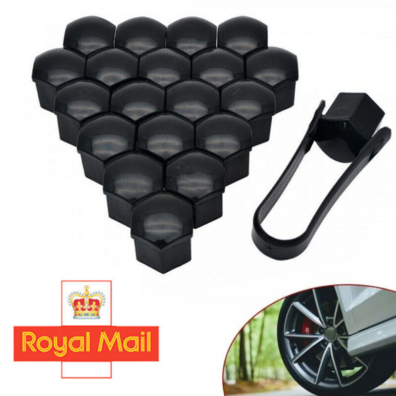 20x 17mm Black Plastic Wheel Nut Bolt Covers Caps Universal For Any Car Locking