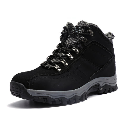 Autumn and Winter Men Outdoor Shoes High Top Large Sized Hiking Shoes One Piece Tongue Casual Mountaineer