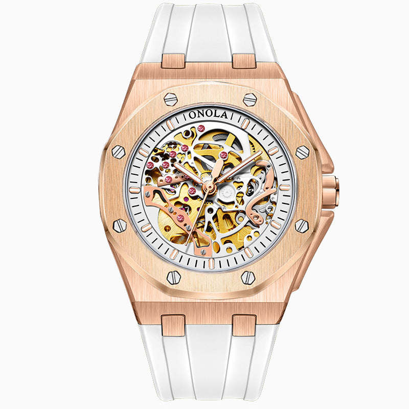 Fully automatic mechanical watch for men fashionable multi-color waterproof watch
