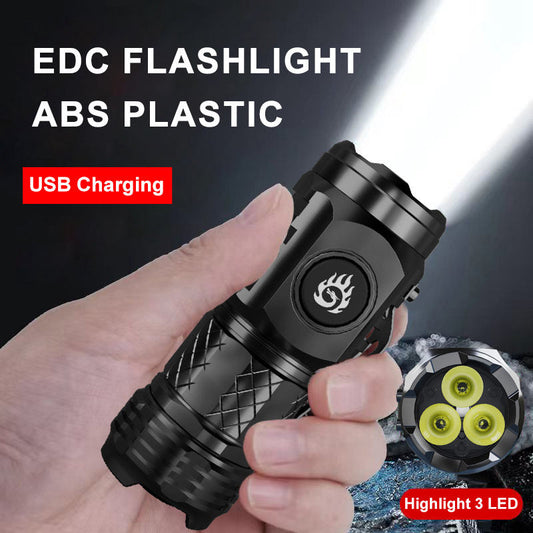 Rechargeable 3 LED 3000 Lumens 5 Modes Outdoor EDC Flashlight Power Outage Emergency Lighting
