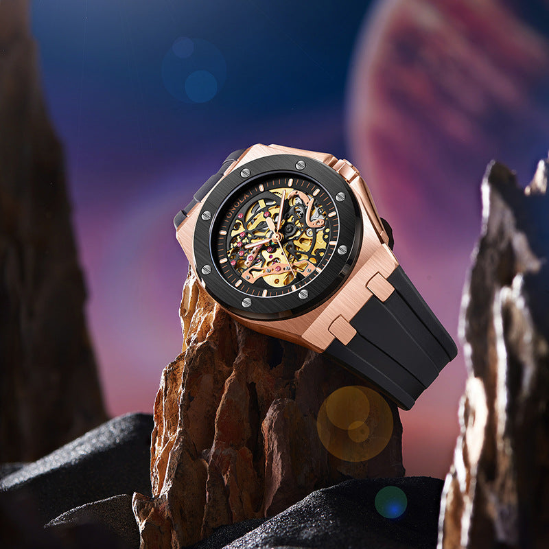 Fully automatic mechanical watch for men fashionable multi-color waterproof watch