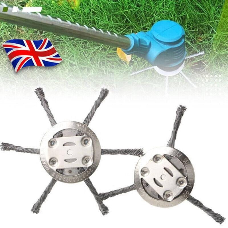 6 Grass Strimmer Head Trimmer Brush Steel Wire Wheel Garden Weed Trimmer UK