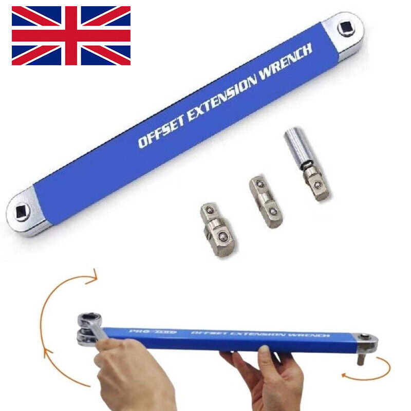 Spanner Extension Wrench Set Offset Ratchet Spanner With Adapters Multifunction-