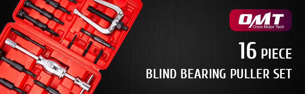 OMT Blind Hole Pilot Internal Extractor/Remover Bearing Puller Set W/ Red Case 16pcs Slide Hammer