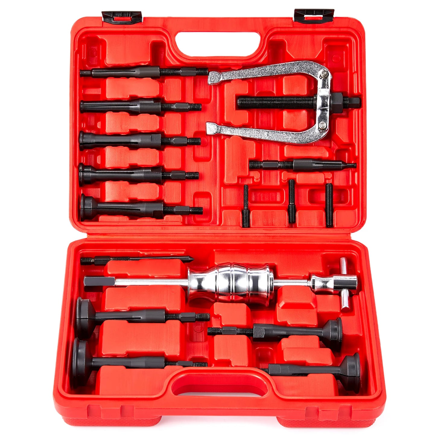OMT Blind Hole Pilot Internal Extractor/Remover Bearing Puller Set W/ Red Case 16pcs Slide Hammer