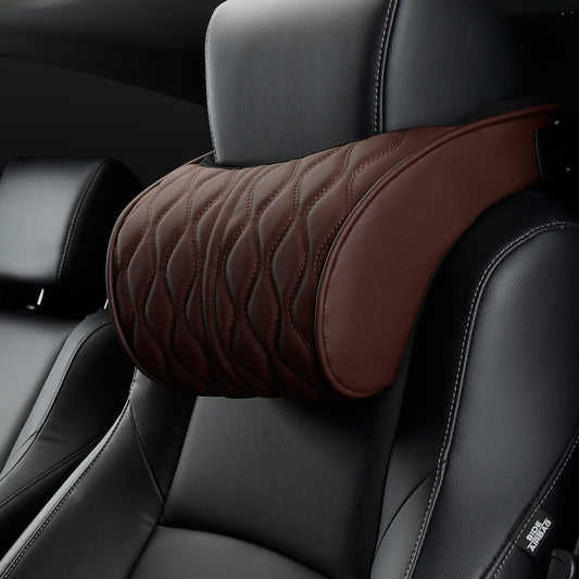 Memory Foam Car Headrest Pillow Leather Embroidered