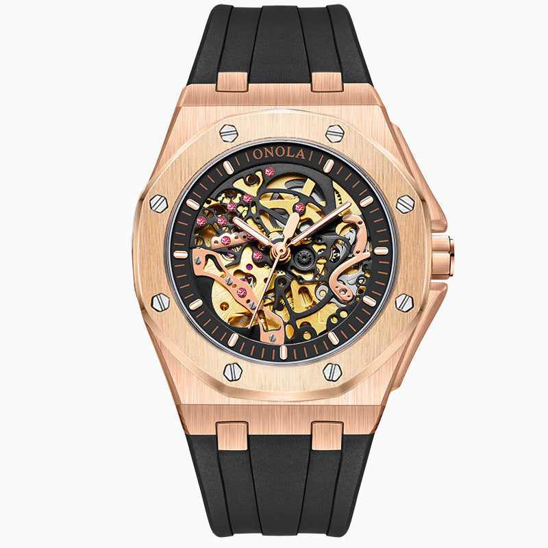 Fully automatic mechanical watch for men fashionable multi-color waterproof watch