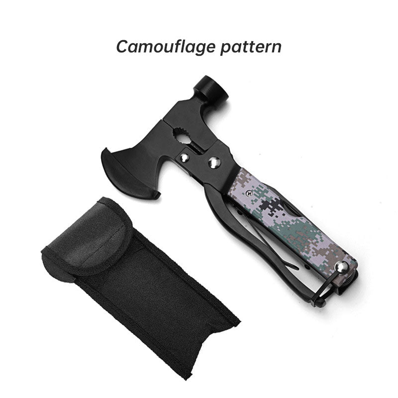 Outdoor camping multifunctional portable pliers hammer folding ground nail hammer vehicle lifesaving tool