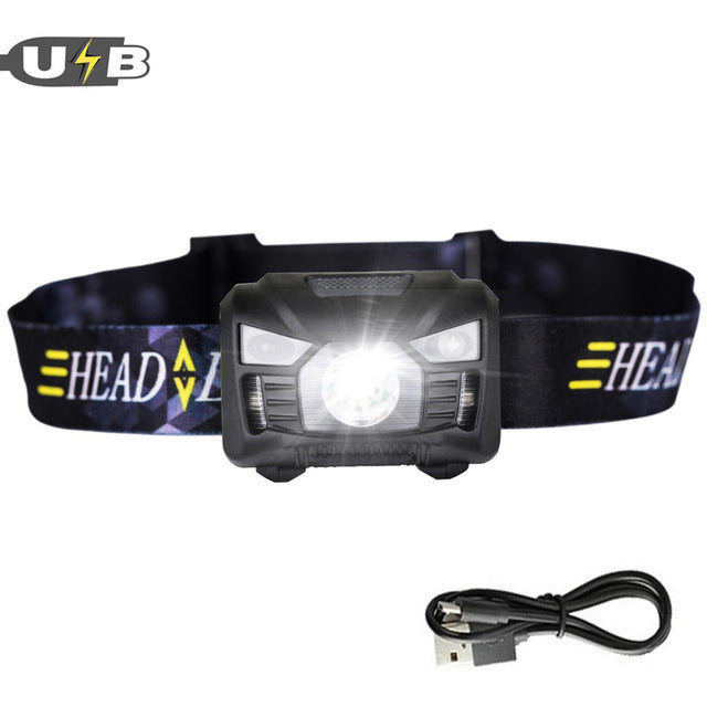 CREE 5W LED Body Motion Sensor Headlamp Mini Headlight Rechargeable Outdoor Camping Flashlight Head Torch Lamp With USB Charging