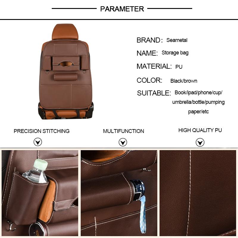 Car Seat Back Storage Bag Organizer Travel Box Pocket PU Leather Universal Stowing Tidying Protector Kids Drink Auto Accessoires