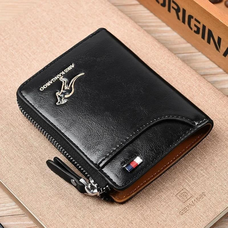 Men's Protected PU Leather Wallet Vintage Short Purse