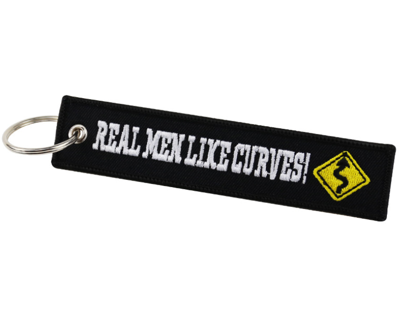 Fashion Motorcycle Cars Keychain Embroidery Real Men Like Curves Keyring Key Fobs