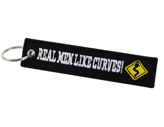 Fashion Motorcycle Cars Keychain Embroidery Real Men Like Curves Keyring Key Fobs