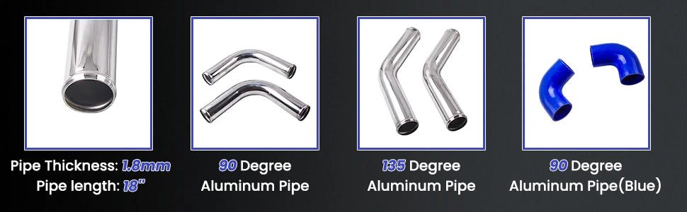 2.5 inch 64mm Universal Aluminum Intercooler Turbo Piping Kit+ Silicone+Clamp