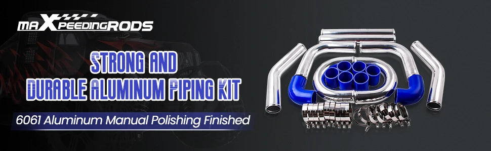 2.5 inch 64mm Universal Aluminum Intercooler Turbo Piping Kit+ Silicone+Clamp