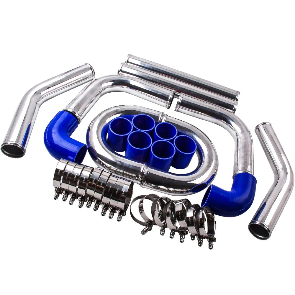 2.5 inch 64mm Universal Aluminum Intercooler Turbo Piping Kit+ Silicone+Clamp