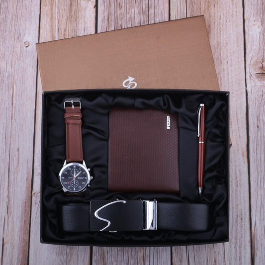 Casual All-matching Graceful Quartz Watch Belt Wallet Pen Tie