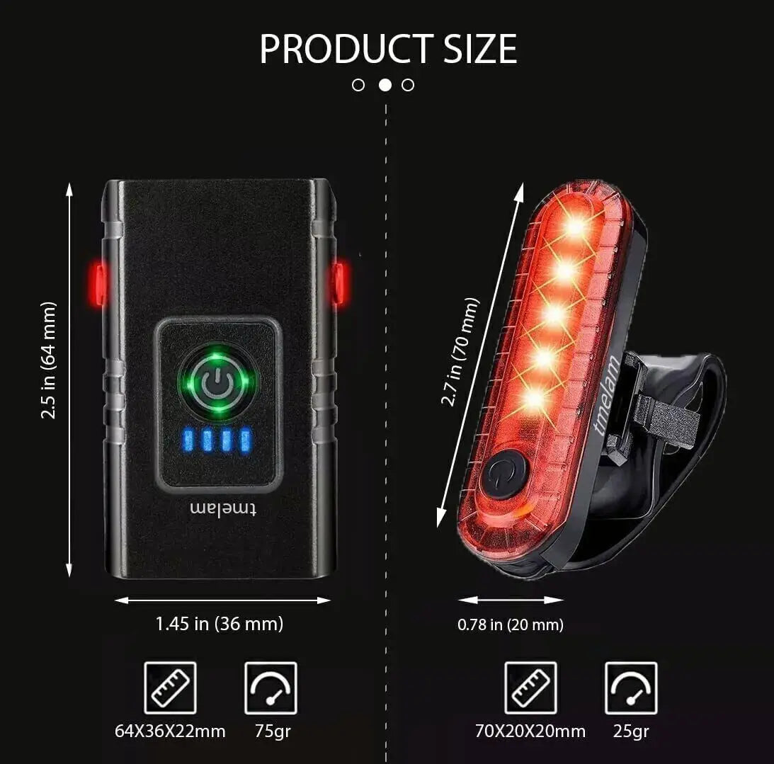 Mountain Bike Lights USB Rechargeable Bicycle T6 LED Torch Front Rear Lamp Set