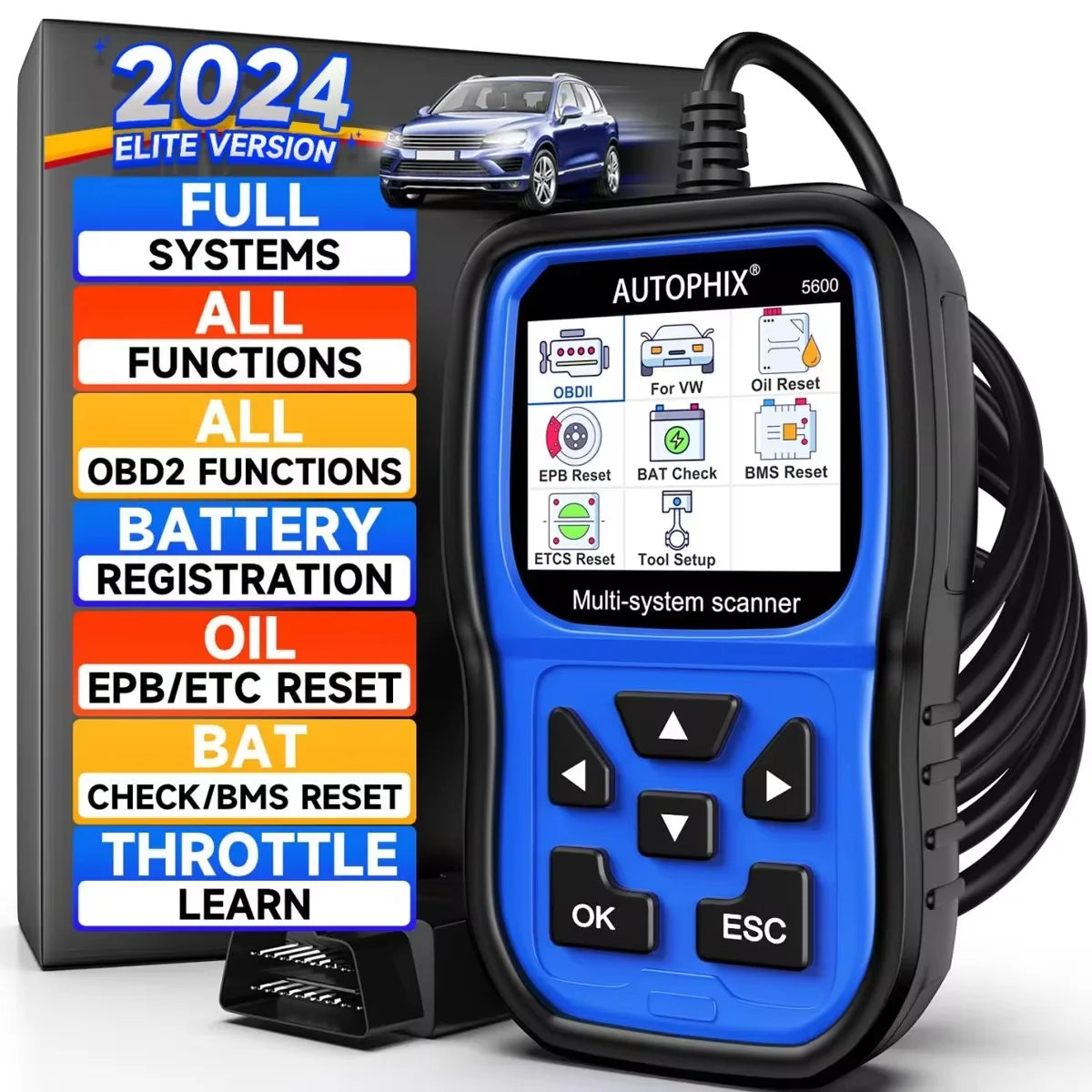 AUTOPHIX 5600 All System OBD2 Scanner Diagnostic EPB ABS Oil TPS Car Code Reader for VW/Audi Group TPMS Engine Battery Registration