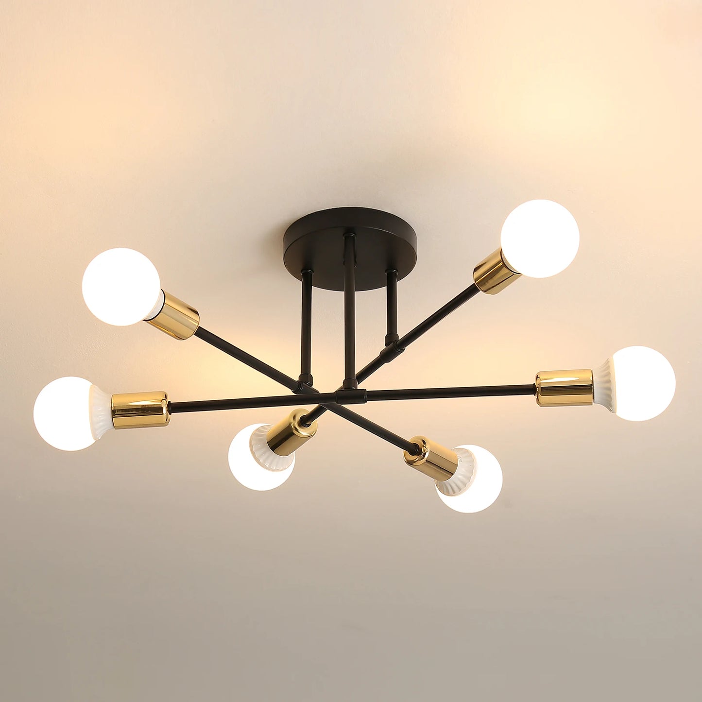 Vintage Industrial Ceiling Lamp for Living Room and Bedroom,Modern Lamps 6 Lights,E27 Base for Kitchen (Without Bulb)
