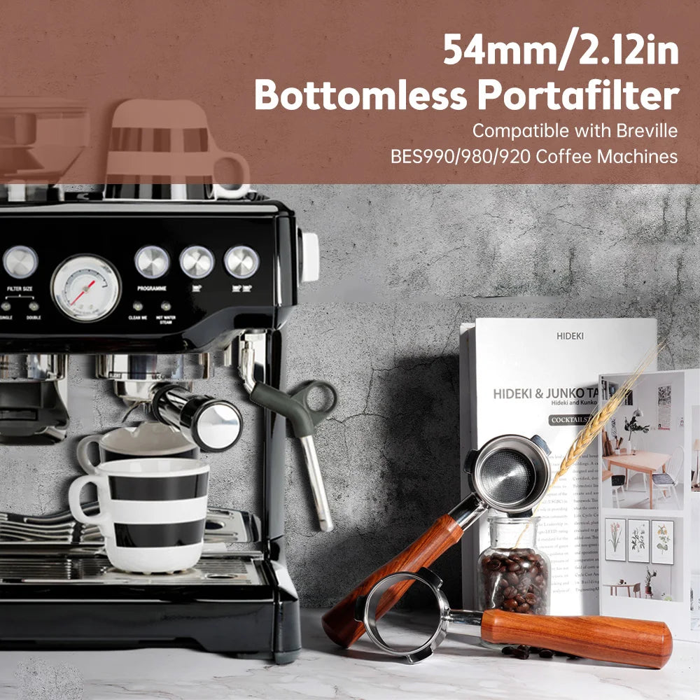 54mm Coffee Bottomless Portafilter For Breville Sage 870 878 880 Replacement Filter Basket Barista Tool